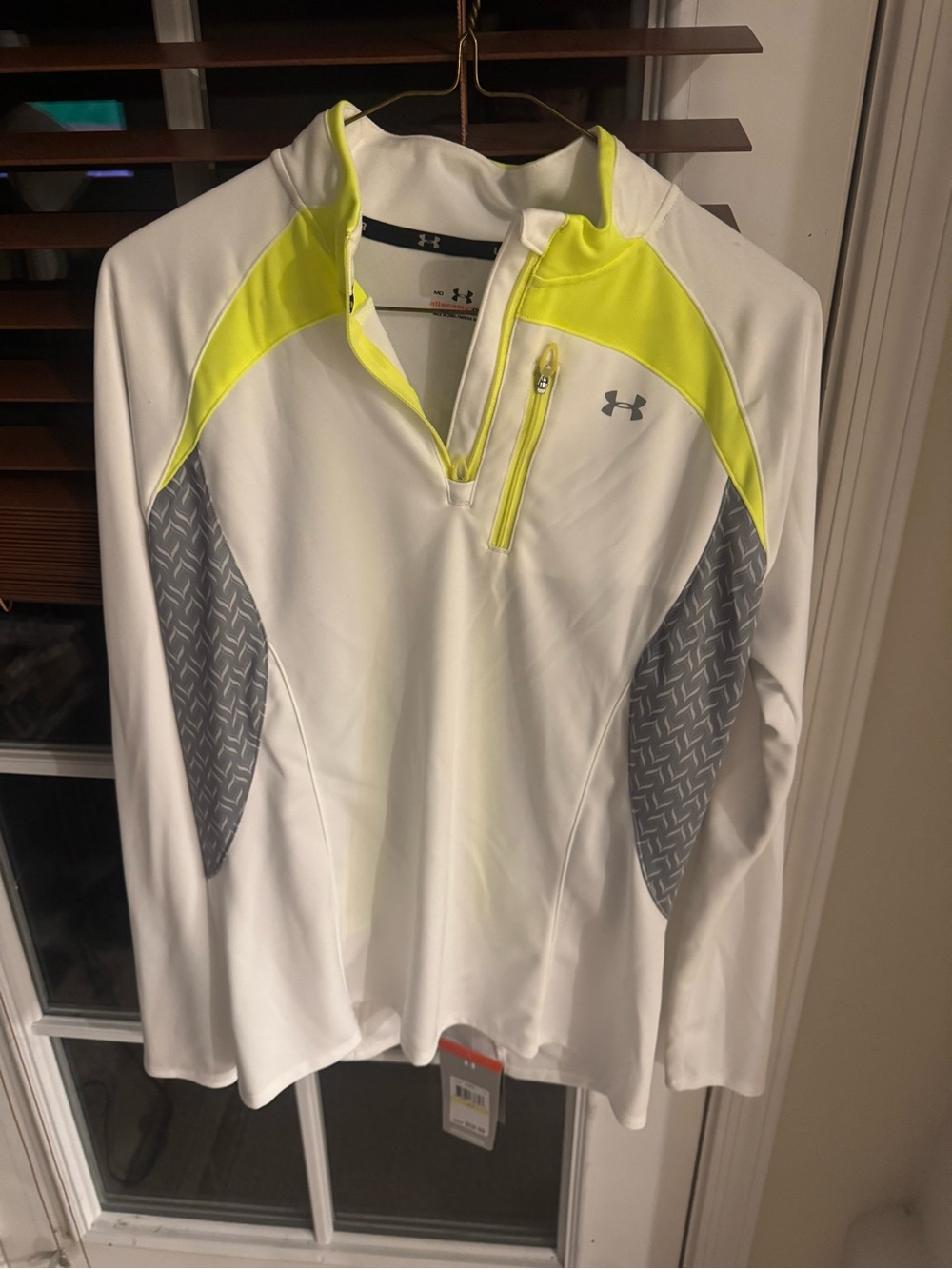 New -Under Armour White & Neon Yellow Women's Half-Zip Training Jacket